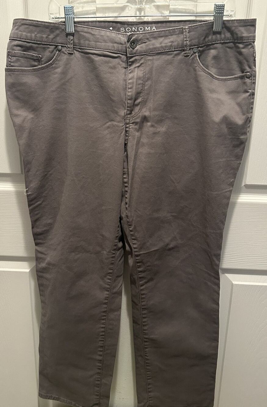 Sonoma Lifestyle Size 16P Straight Women's Brown Pants Casual Stretch